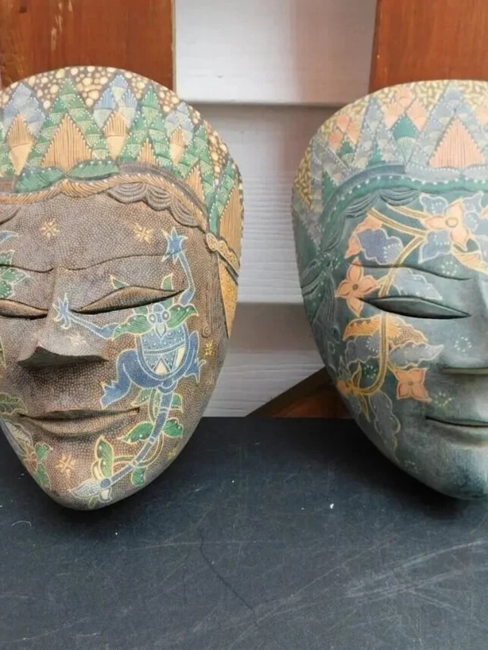 African/Indonesian/Jamaican Aboriginal Carved Wood Wooden Tribal Face Wall Art T